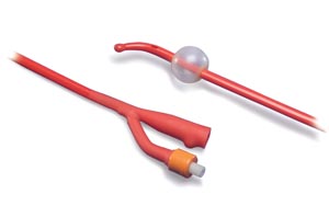 [1514C] Cardinal Health Coude Foley Catheter, 5cc, 2-Way, Red Latex, 14FR, 17"L, 12/ctn
