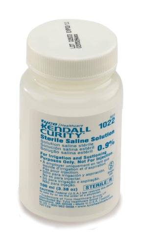 [1020] Cardinal Health Sterile Saline Bottle, 100mL, 6/pk, 8 pk/cs