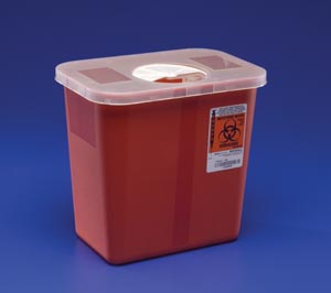 [8970] Cardinal Health Container, 2 Gal, Red, Rotor Opening Lid (28 cs/plt)