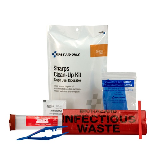 [90538] First Aid Only Sharps Disposable Clean Up Kit