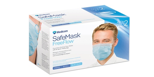 [200415] Medicom Inc. FreeFlow Face Mask, ASTM Level 2, Blue