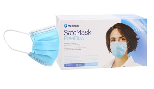 [200515] Medicom, Inc. FreeFlow Face Mask, ASTM Level 3, Blue