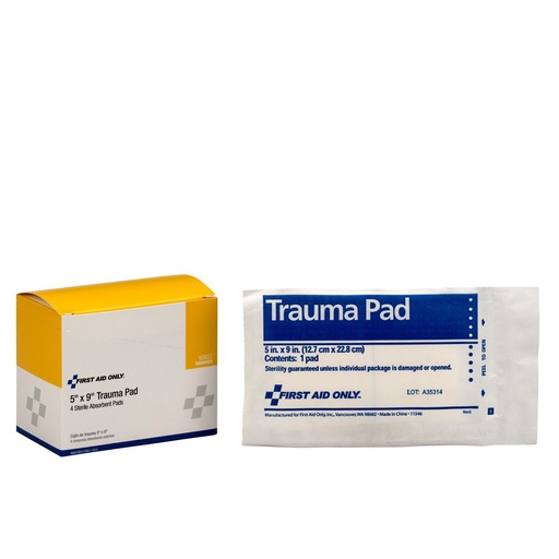 [90657] First Aid Only 5 inch x 9 inch Trauma Pad, 4/Box