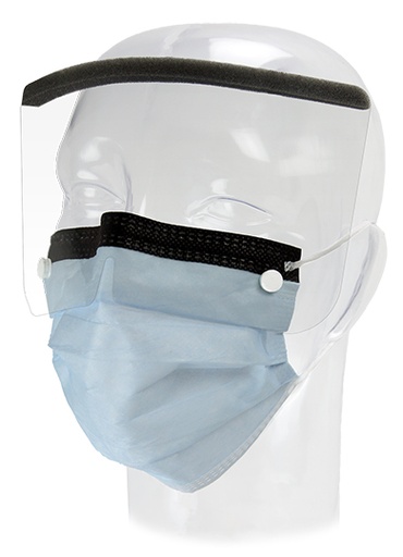 [65-3347] Aspen Surgical Mask, Procedure, DualGard, w/ Foam Shield, Blue