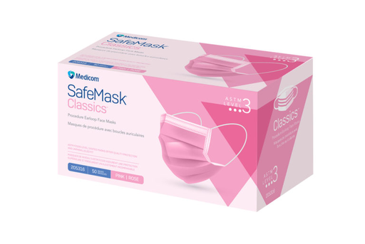 [205616] AMD-Medicom Procedure Earloop Face Mask, Pink, Level 3