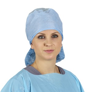 [47317] O&M Halyard COVER MAX, Surgical Cap, Long Hair, Blue, Universal