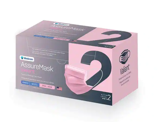 [205816] Medicom, Inc. Procedure Earloop Face Mask, ASTM 2, Pink