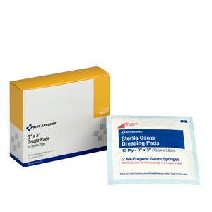[3-200] First Aid Only/Acme United Corporation Sterile Gauze Pads, 3"x3"