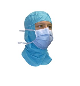 [5246] Aspen Surgical Hood, Surgical, Full Face w/ Tape Tab Closure, Blue