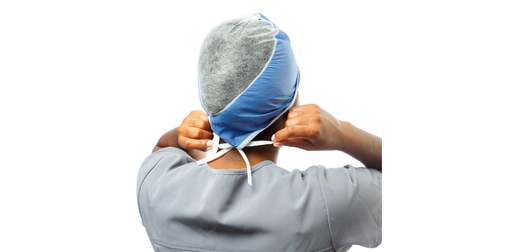 [4360] Cardinal Health Surgeon's Cap, Extended with Ties, Blue, X-Large, SMS