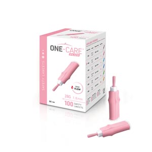 [1002] MediVena Safety Lancet, 28G x 1.8mm, Mini Flow, Contact Activated, Pink