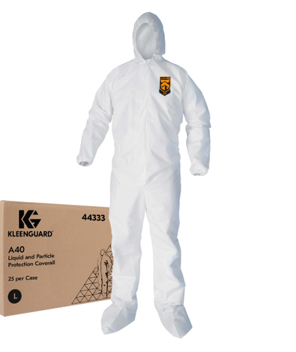 [44333] Kimberly-Clark Professional Coverall, Hooded & Booted, Large, Zip Front