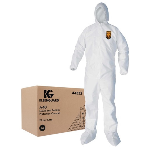[44332] Kimberly-Clark Professional Coverall, Hooded & Booted, Medium, Zip Front