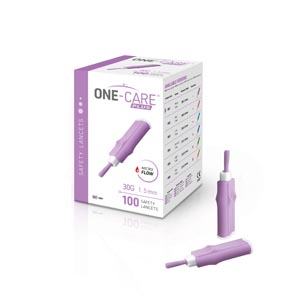 [1001] MediVena Safety Lancet, 30G x 1.5mm, Micro Flow, Contact Activated, Purple
