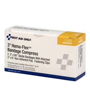 [2-005-001] First Aid Only/Acme United Corporation Hema-Flex Bandage Compress, 3", 2/bx