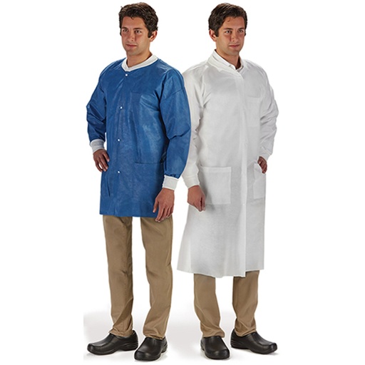 [85180] Graham Medical Labmates Coat, 3-Pocket, X-Large, Nonwoven, Blue (18 cs/plt)