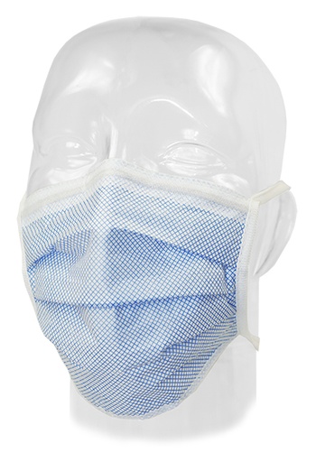 [65-3312] Aspen Surgical Mask, Surgical, FluidGard®, w/Stretch Knit Ties, Blue Diamond