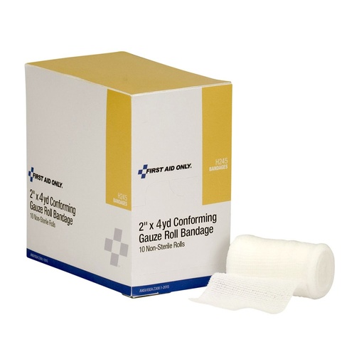 [H245] First Aid Only 2 inch x 4 Yd. Non-Sterile Conforming Gauze Bandage Roll, 10/Box