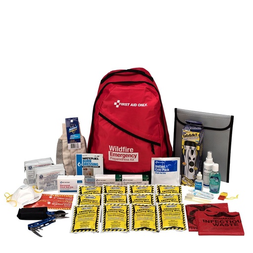 [91058] First Aid Only 2 Person Emergency Preparedness Wildfire Kit with Backpack