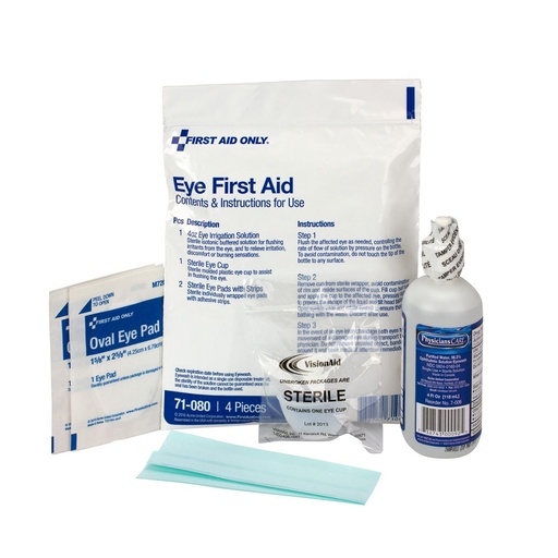 [71-080] First Aid Only 6 Piece Eye Wound Treatment First Aid Triage Kit with Plastic Bag