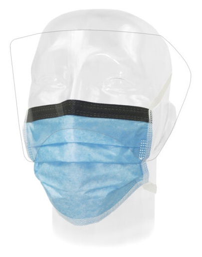 [14430] Aspen Surgical Mask, Surgical, FluidGard® 160, Anti-Fog, w/ Extended Shield, Blue