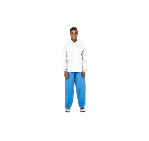 [2301LJ] Cardinal Health Lab Jacket, SMS, Knit Collar, Knit Cuffs, Snap Front, Large, White