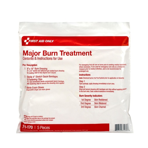 [71-170] First Aid Only 5 Piece Severe Burn Treatment First Aid Triage Pack