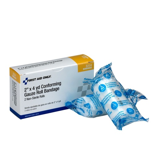 [B204] First Aid Only 2 inch x 4 Yd. Conforming Gauze Bandage Roll, 2/Box