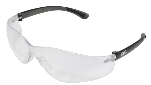 [3770B] Palmero Bifocal Safety Glasses, Black Frame/Clear Lens. +1.5 Diopter, Universal Size