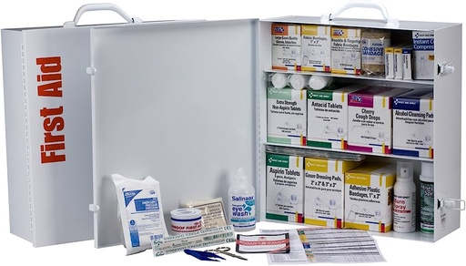 [247-O/FAO] First Aid Only 100 Person 3 Shelf Industrial First Aid Station with Metal Case