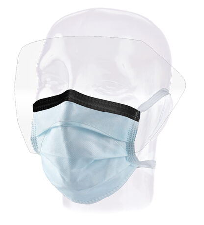 [15930] Aspen Surgical Mask, FluidGard 120 Anti-Fog, w/Extended Shield, Blue, 100/cs