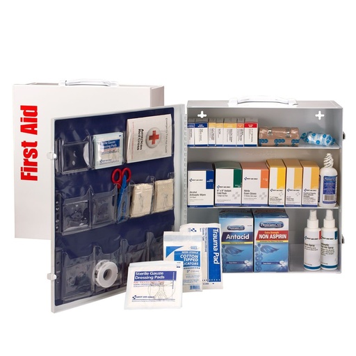 [90574] First Aid Only 3 Shelf ANSI Class A+ Metal First Aid Cabinet with Medications