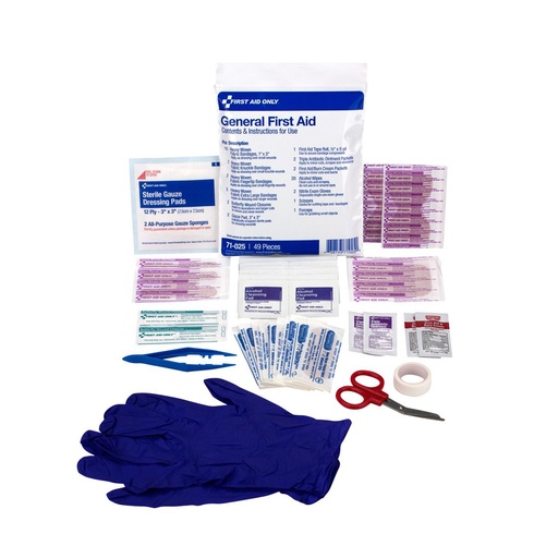 [71-025] First Aid Only 49 Piece General First Aid Triage Kit with Plastic Bag