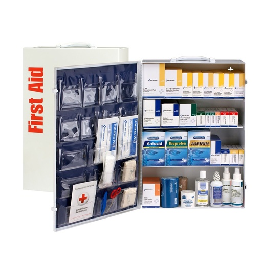 [90576] First Aid Only 4 Shelf ANSI Class B+ Metal First Aid Cabinet with Medications