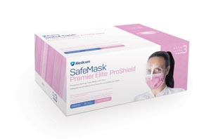 [204216] Medicom, Inc. Premier Elite™ ProShield Earloop Mask with Visor, ASTM Level 3, Pink, 25/bx
