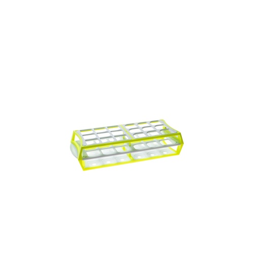 [S600-30Y] Simport Scientific Test Tube Rack, 11.5" x 4.5" x 2.5", (18) 25-30mm Tube Capacity, Yellow