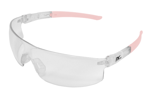 [3614CQ] Palmero Wraparound Safety Glasses, Clear Frame/Rose Quartz Tips/Clear Lens, Universal Size