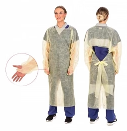 [1110PG] Isolation Gown, Thumbhook, Over-the-Head, Yellow, X-Large, Spunbound, 10/pk, 10 pk/cs