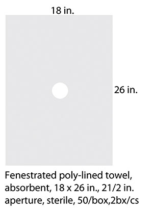 [3523] Towel, OR, Poly-Lined, Absorbent, 2 3/4 Circular Fenestration, 18 x 26, 2 bx/cs
