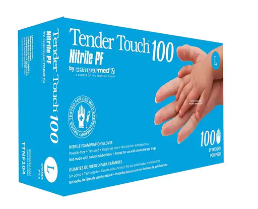 [TTNF104] Exam Glove, Nitrile, Large, Powder Free (PF), Beaded Cuff, Textured Fingers, Ambidextrous