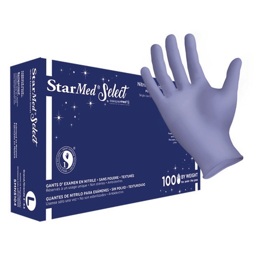 [SMNS104] Exam Glove, Nitrile, Powder-Free (PF), Textured Fingertips, Beaded Cuff, Large (96 cs/plt)
