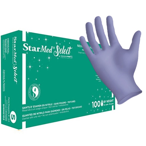 [SMNS102] Exam Glove, Nitrile, Powder-Free (PF), Textured Fingertips, Beaded Cuff, Small (96 cs/plt)