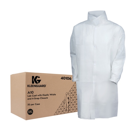 [40106] Lab Coat, 3X-Large, White, Serged Seams, Disposable, 1/pk, 50 pk/cs