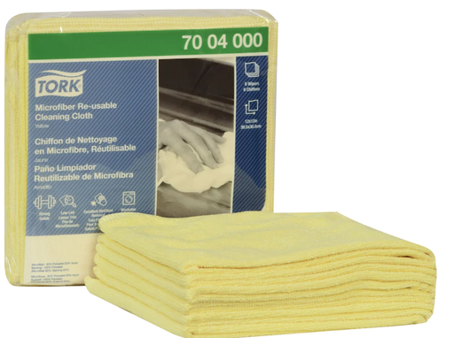 [7004000] Microfiber Cleaning Cloth, Reusable, 12" x 12", Yellow, 6/pk, 8 pk/cs