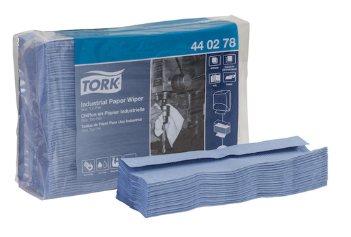 [440278] Tork Industrial Paper Wiper, Top-Pak, Blue, 12.8125” x 16.4”, 90 wipers/pk, 5 pk/cs