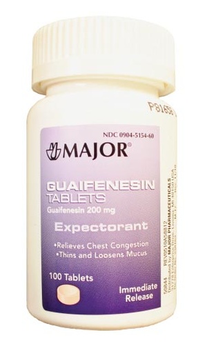 [238162] Major Pharmaceuticals Guaifenesin, 200mg, 100s, Compare to Organidin®, NDC# 00904-5154-60