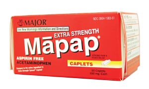 [100444] Major Pharmaceuticals Mapap, 500mg, 50s, Boxed, Compare to Tylenol®, NDC# 00904-6720-51