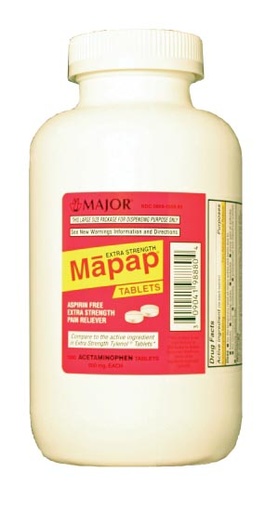 [100442] Major Pharmaceuticals Mapap, 500mg, 1000s, Compare to Tylenol®, NDC# 00904-6730-80