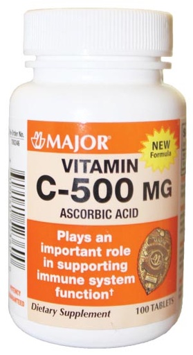 [700036] Major Pharmaceuticals Vitamin C, 500mg, Tablets, 100s, NDC# 00904-0523-60