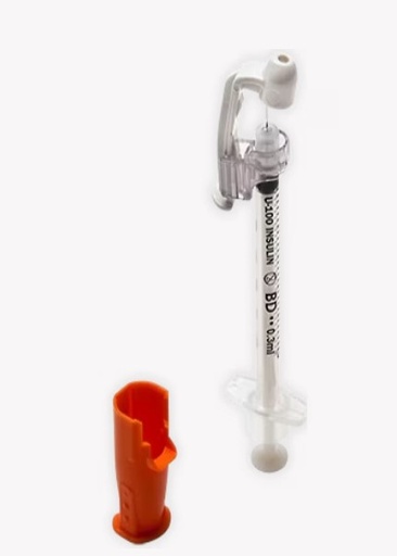 [328449] BD, SafetyGlide Insulin Syringes, 6mm x 31G 3/10 mL/cc Half Unit Scale